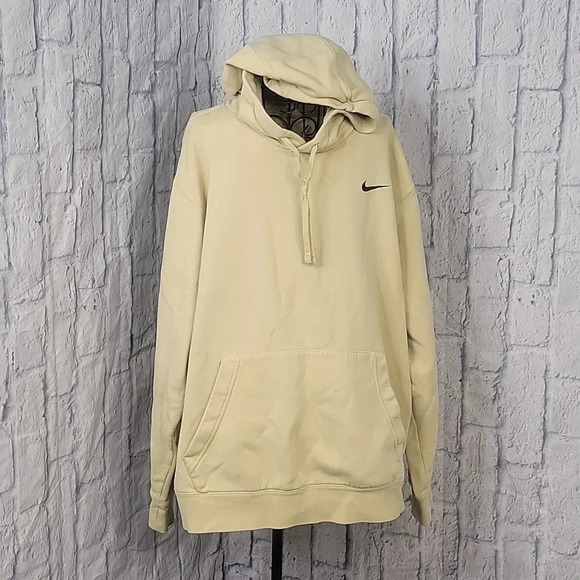 VINTAGE‎ NIKE Y2K Hoodie Yellow Deadstock Swoosh Men's Pullover Sweatshirt 2XL - Picture 1 of 8